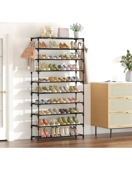 Organizador de Zapatos LANTEFUL 10 Niveles 50 Pares Negro Organizador de Zapatos LANTEFUL 10 Niveles 50 Pares Negro