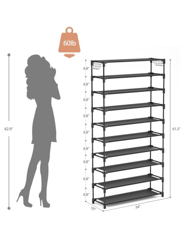 Organizador de Zapatos LANTEFUL 10 Niveles 50 Pares Negro