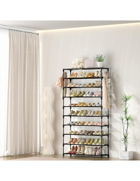 Organizador de Zapatos LANTEFUL 10 Niveles 50 Pares Negro Organizador de Zapatos LANTEFUL 10 Niveles 50 Pares Negro