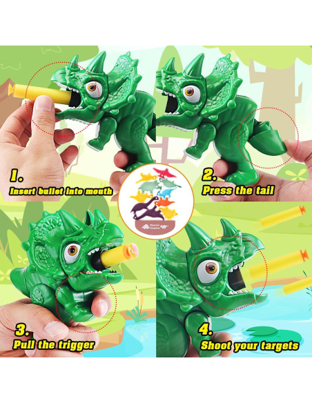 Juego de 2 Pistolas de Dinosaurio Fuzzy Pixie con 20 Dardos Juego de 2 Pistolas de Dinosaurio Fuzzy Pixie con 20 Dardos