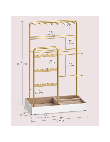 Soporte de Joyería SONGMICS Oro Pálido con Terciopelo 30.8 cm