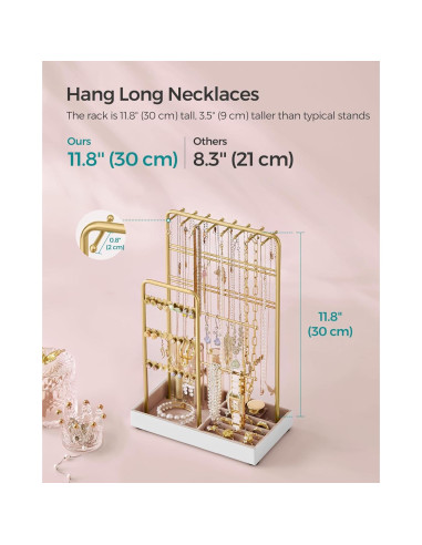 Soporte de Joyería SONGMICS Oro Pálido con Terciopelo 30.8 cm