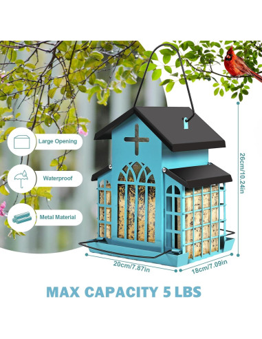 Comedero para Aves ScinDa de Metal 5kg en Forma de Iglesia