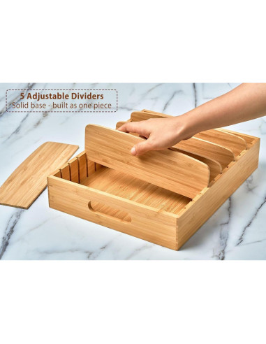 Organizador de Gabinete de Cocina Umilife para Tapas de Bambú