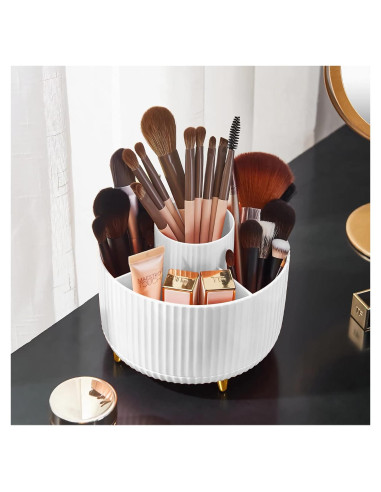 Organizador de Brochas de Maquillaje Rotatorio Diesisa Blanco 5 Compartimentos