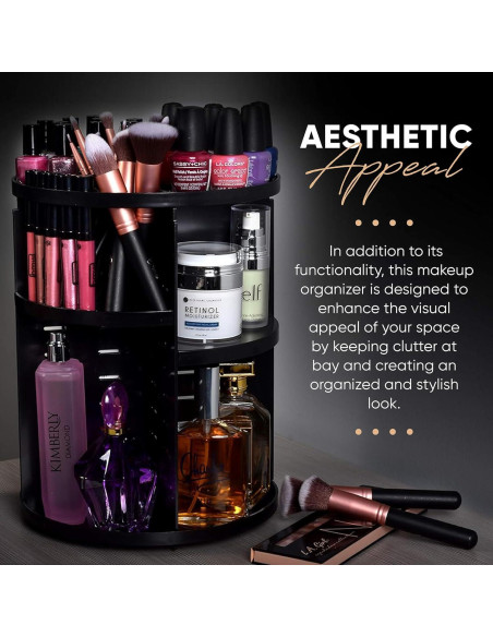 Organizador de Maquillaje Giratorio 360 Masirs Negro Ajustable Organizador de Maquillaje Giratorio 360 Masirs Negro Ajustable