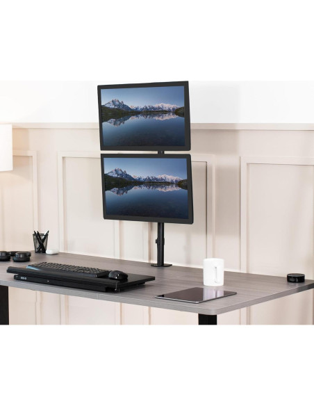 Soporte de Escritorio Doble VIVO STAND-V002T Ajustable Negro Soporte de Escritorio Doble VIVO STAND-V002T Ajustable Negro