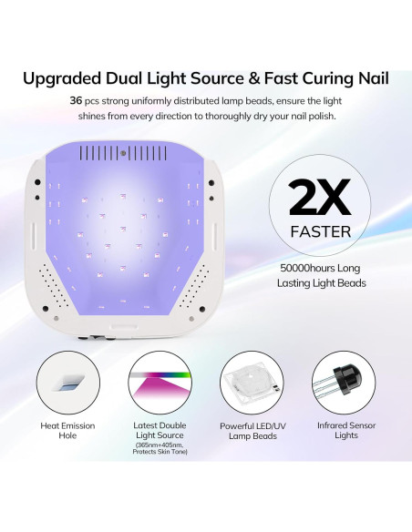 Lámpara de Uñas UV LED Lavinda 54W Inalámbrica con Temporizador Lámpara de Uñas UV LED Lavinda 54W Inalámbrica con Temporizador