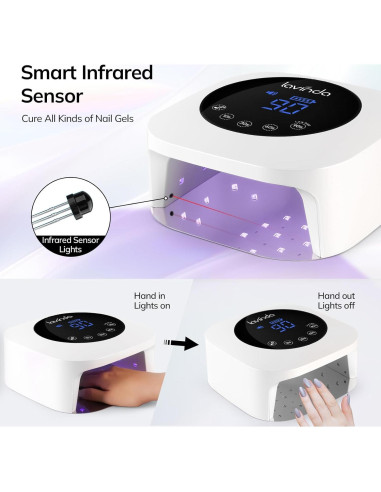 Lámpara de Uñas UV LED Lavinda 54W Inalámbrica con Temporizador