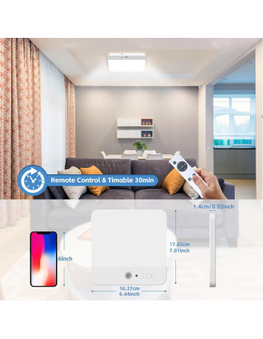 Luz de Techo Inalámbrica NARUNDREN con Sensor de Movimiento 6000mAh