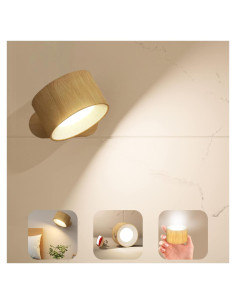Aplique LED Koopala Madera-A Batería Recargable 3 Brillos