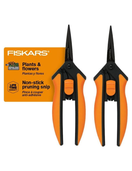 Tijeras de podar Fiskars - Paquete de 2 - Acero antiadherente Tijeras de podar Fiskars - Paquete de 2 - Acero antiadherente