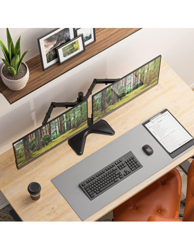 Soporte Doble para Monitor WALI MF002 hasta 27" Negro