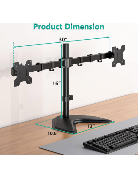 Soporte Doble para Monitor WALI MF002 hasta 27" Negro Soporte Doble para Monitor WALI MF002 hasta 27" Negro
