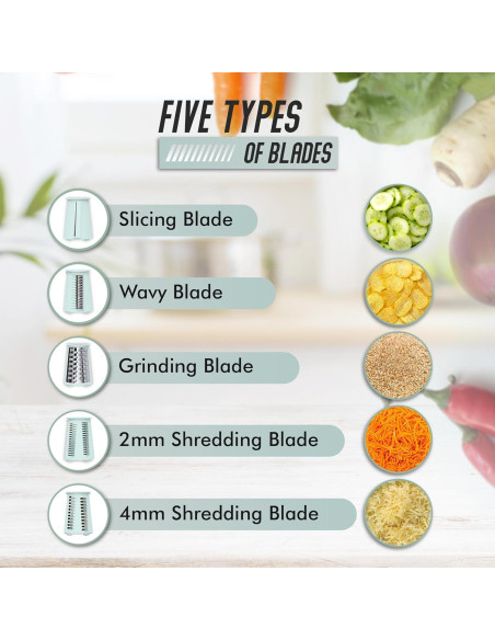 Rallador de Queso Rotativo KitchenVelly 5-en-1 Verde Rallador de Queso Rotativo KitchenVelly 5-en-1 Verde