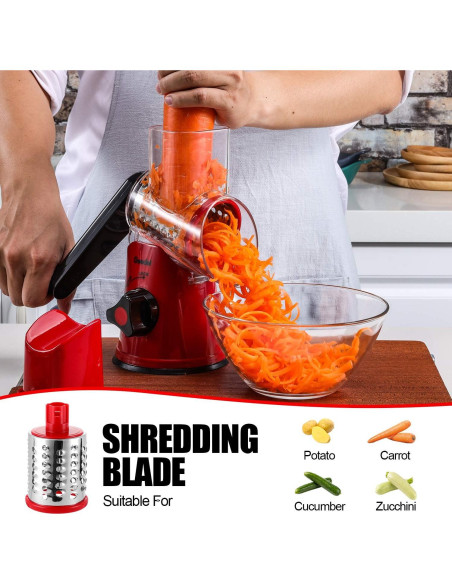 Rallador de Queso Rotativo Geedel 3 Cuchillas Acero Inoxidable Rallador de Queso Rotativo Geedel 3 Cuchillas Acero Inoxidable