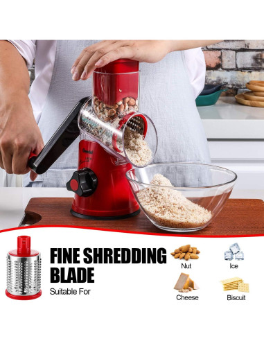 Rallador de Queso Rotativo Geedel 3 Cuchillas Acero Inoxidable