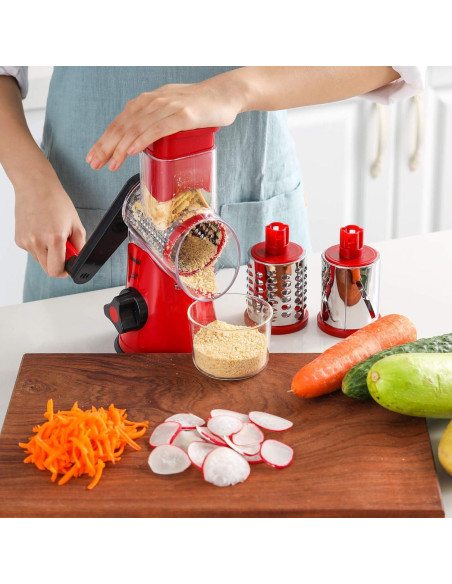 Rallador de Queso Rotativo Geedel 3 Cuchillas Acero Inoxidable Rallador de Queso Rotativo Geedel 3 Cuchillas Acero Inoxidable