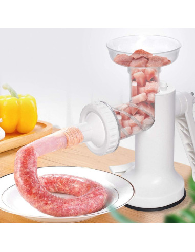 Molinillo de Carne Manual LHS 3 en 1 con Soporte Blanco