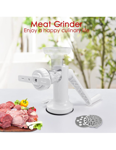 Molinillo de Carne Manual LHS 3 en 1 con Soporte Blanco