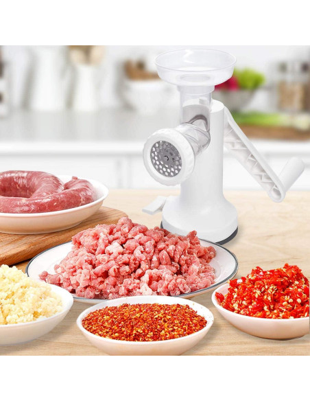 Molinillo de Carne Manual LHS 3 en 1 con Soporte Blanco Molinillo de Carne Manual LHS 3 en 1 con Soporte Blanco