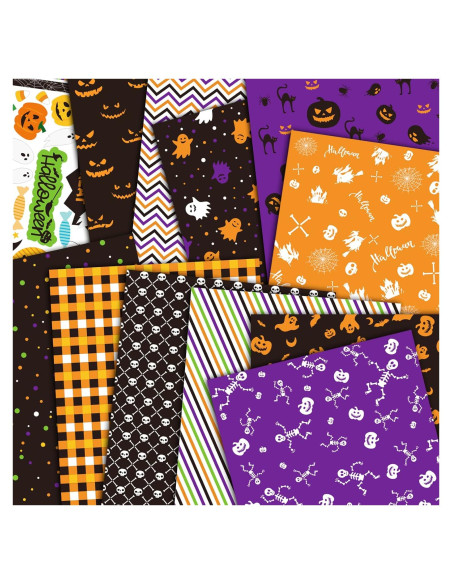 MIAHART Papel de Patrón Halloween A4 48 Hojas 12 Diseños MIAHART Papel de Patrón Halloween A4 48 Hojas 12 Diseños