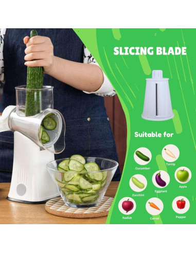 Rallador de Queso Rotatorio iezzei con 5 Cuchillas Inoxidable