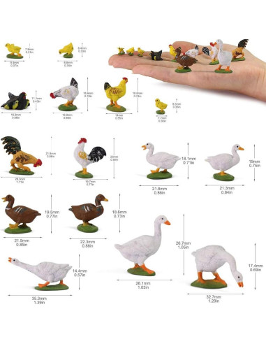 30pcs Animales de Granja Evemodel 1:43 PVC para Trenes