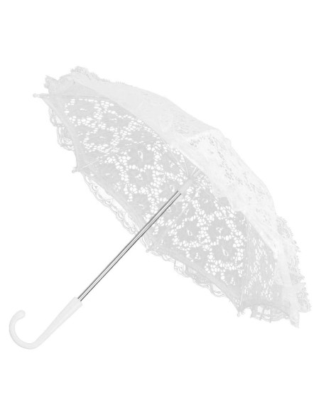 Paraguas de Encaje Blanco TOPINCN para Boda Vintage con Flores Paraguas de Encaje Blanco TOPINCN para Boda Vintage con Flores