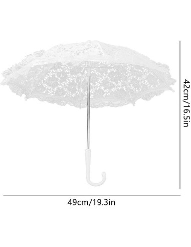 Paraguas de Encaje Blanco TOPINCN para Boda Vintage con Flores