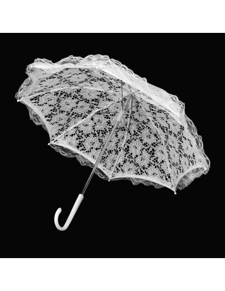 Paraguas de Encaje Blanco TOPINCN para Boda Vintage con Flores Paraguas de Encaje Blanco TOPINCN para Boda Vintage con Flores