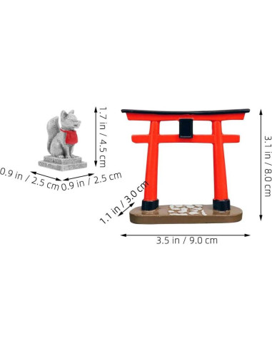 Mini Jardín Japonés POPETPOP - Puerta Torii y Zorro Sagrado