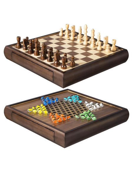 Juego de Ajedrez Magnético 2 en 1 ELONGDI Tablero Madera 33cm Juego de Ajedrez Magnético 2 en 1 ELONGDI Tablero Madera 33cm