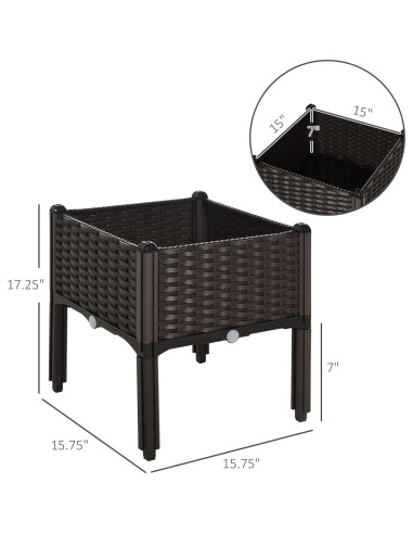 Cama de Jardín Elevada Outsunny 40x40 cm Marrón Autorriego
