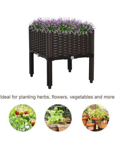 Cama de Jardín Elevada Outsunny 40x40 cm Marrón Autorriego