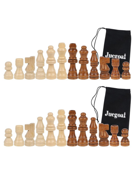 Juego de Ajedrez de Madera Juegoal - 64 Piezas con Bolsas Juego de Ajedrez de Madera Juegoal - 64 Piezas con Bolsas