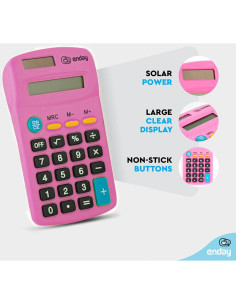 Calculadora Básica Solar Enday Rosa 8 Dígitos Portátil 2