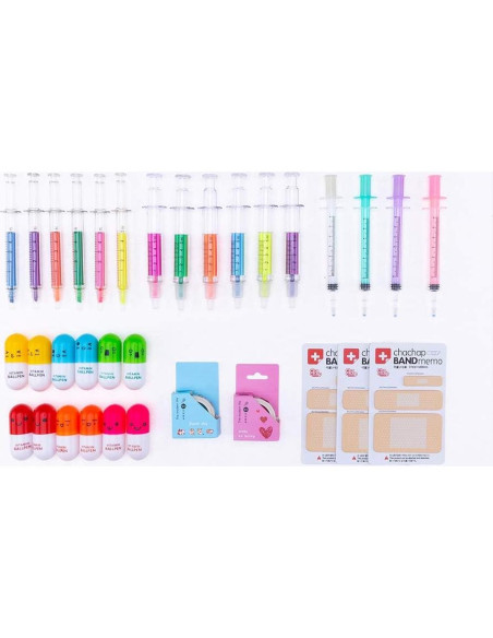 Conjunto Escolar 34 Pcs ChaChap: Marcadores Jeringa y Bolígrafos Conjunto Escolar 34 Pcs ChaChap: Marcadores Jeringa y Bolígrafos