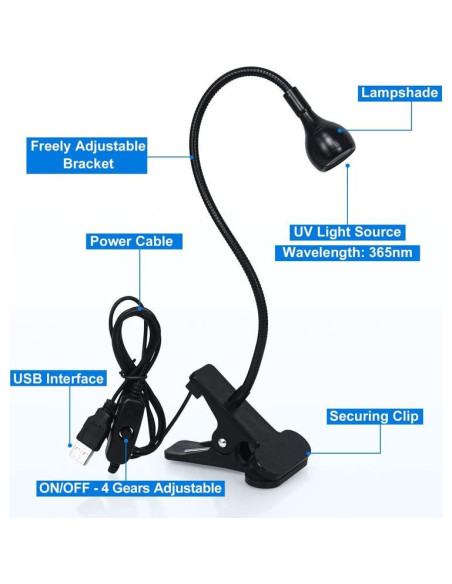 Lámpara UV para Uñas Mlogiroa 3W con Brazo Flexible y USB Lámpara UV para Uñas Mlogiroa 3W con Brazo Flexible y USB