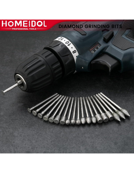 Juego de 20 Puntas de Diamante HOMEIDOL para Dremel 3 mm Juego de 20 Puntas de Diamante HOMEIDOL para Dremel 3 mm