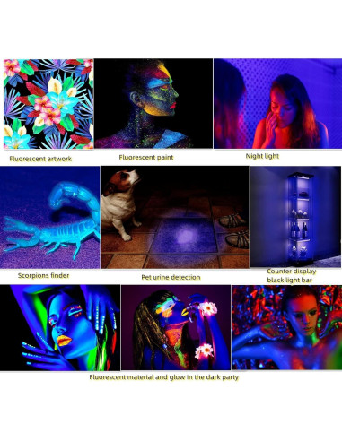 Barra de luz negra LED 10W 1ft THLITURE para fiestas y arte