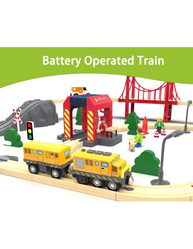 Juego de tren motorizado May & Z para vías de madera