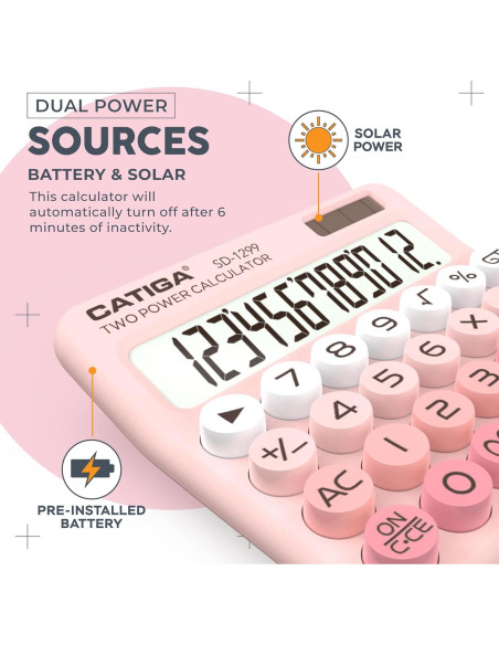 Calculadora Mecánica Catiga SD-1299 Solar y Batería Doble Calculadora Mecánica Catiga SD-1299 Solar y Batería Doble