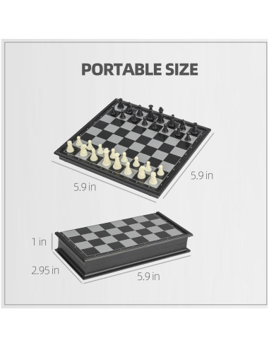 Juego de Ajedrez Magnético Portátil Plegable 15 cm - Mini