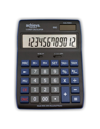 Calculadora de Escritorio Achieva 990 LCD 12 Dígitos Azul