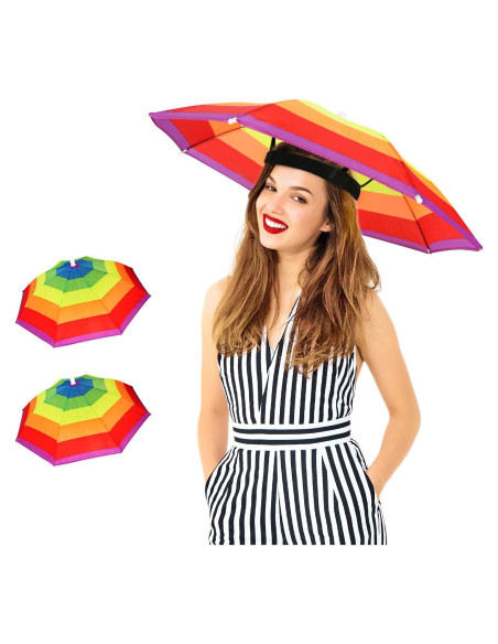 Sombrero Paraguas 2 Pzs Coloridos Ajustable para Niños y Adultos Sombrero Paraguas 2 Pzs Coloridos Ajustable para Niños y Adultos