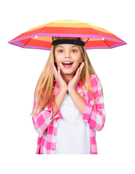 Sombrero Paraguas 2 Pzs Coloridos Ajustable para Niños y Adultos Sombrero Paraguas 2 Pzs Coloridos Ajustable para Niños y Adultos