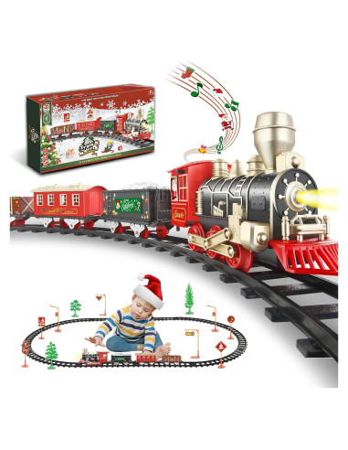 Juego de Tren Eléctrico JUQU Navidad con Música y Luces