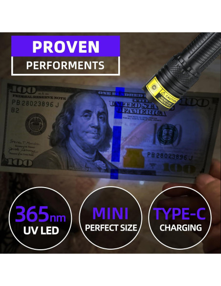 Linterna UV DARKBEAM 365nm Recargable USB-C Compacta Linterna UV DARKBEAM 365nm Recargable USB-C Compacta