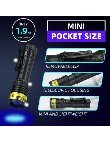Linterna UV DARKBEAM 365nm Recargable USB-C Compacta